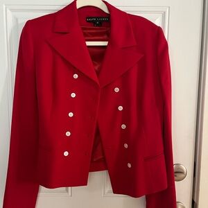 Ralph Lauren Women's Double-Breasted Red Blazer
